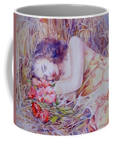 Girl Coffee Mug featuring the painting Sarah by Francoise Chauray