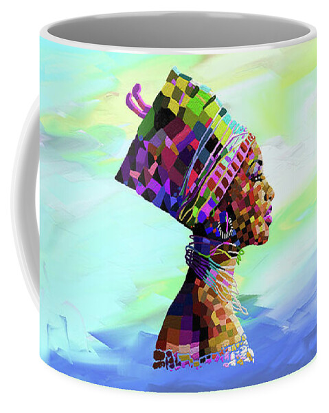 Female Coffee Mug featuring the painting Queen Nefertiti by Anthony Mwangi