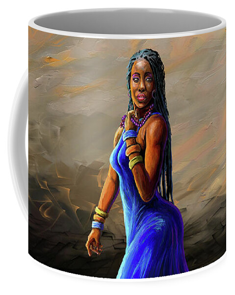 Sexy Coffee Mug featuring the painting African Woman by Anthony Mwangi