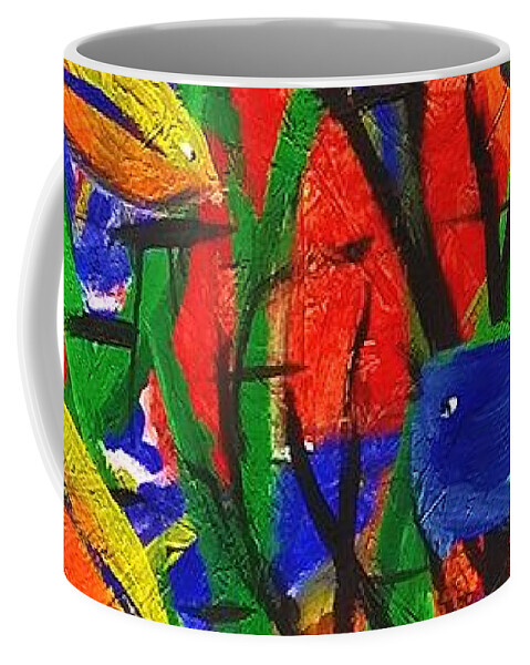 Water Beach Ocean Fish Sealife Coffee Mug featuring the painting Wild Water in Red by James and Donna Daugherty