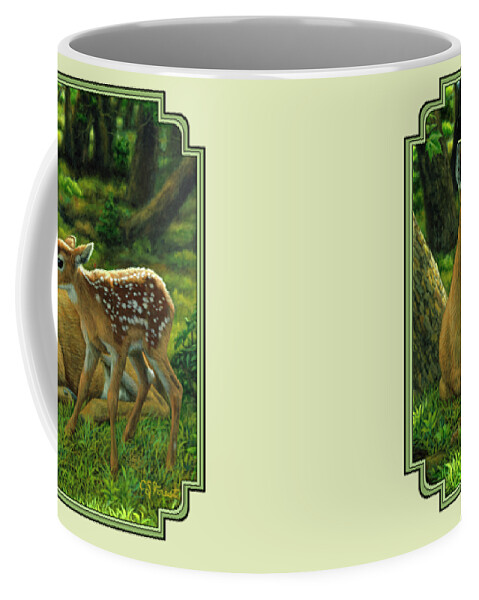 Deer Coffee Mug featuring the painting Whitetail Deer - First Spring by Crista Forest