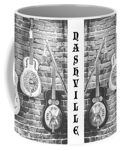 Guitars Coffee Mug featuring the photograph Vintage Guitar Trio in Black and White by Eleanor Abramson