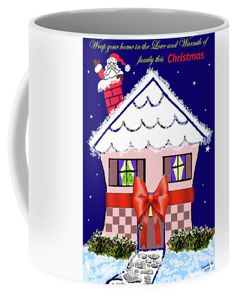 Christmas Coffee Mug featuring the drawing Christmas Card by Quwatha Valentine