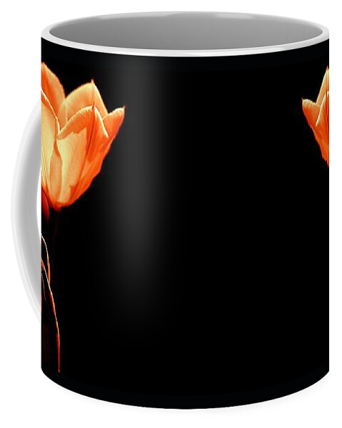 Art Coffee Mug featuring the photograph Tulip I Orange on Black by Joan Han