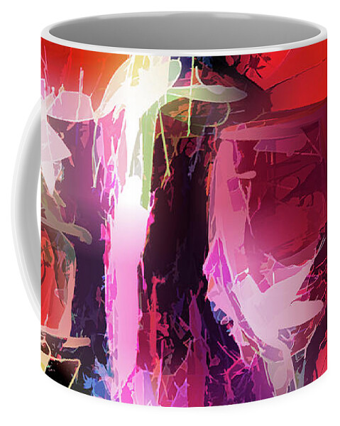 Lenaowens Coffee Mug featuring the digital art Fun Colorful Modern Wine Art  by OLena Art