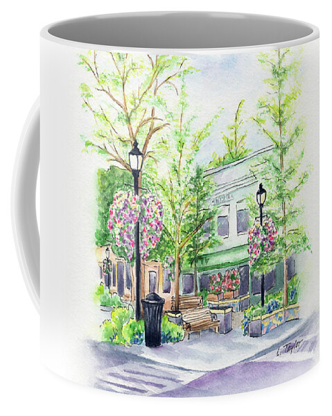 Small Town Coffee Mug featuring the painting Across the Plaza by Lori Taylor