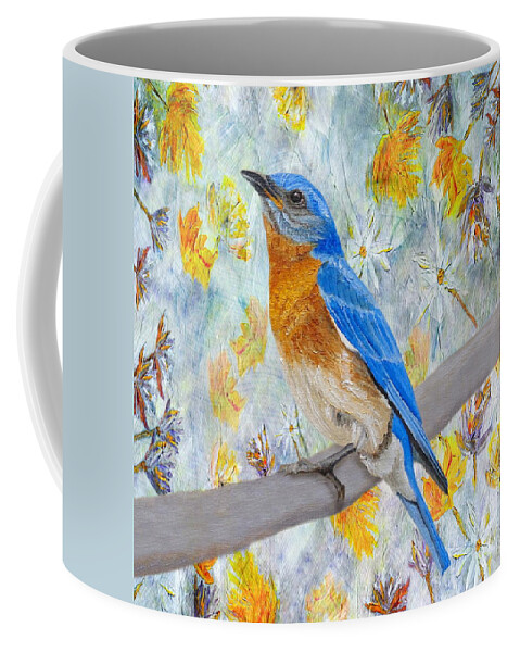 Bluebird Coffee Mug featuring the painting Springtime Eastern Bluebird by Angeles M Pomata