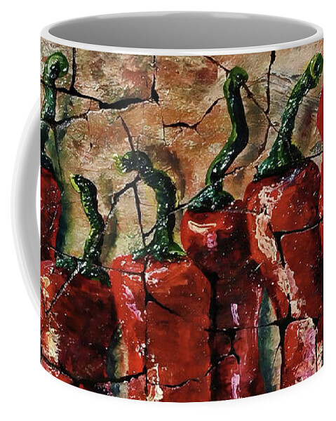 Lenaowens Coffee Mug featuring the painting Hot Pepper fresco by OLena Art