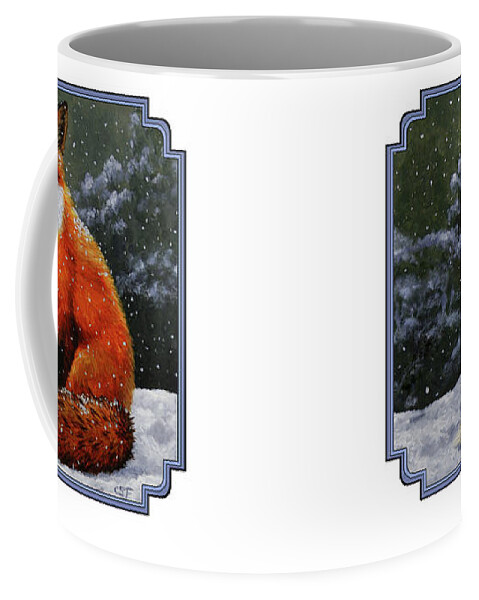 Dog Coffee Mug featuring the painting Snow Fox by Crista Forest