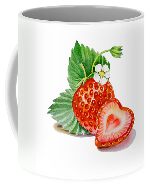 Strawberries Coffee Mug featuring the painting ArtZ Vitamins A Strawberry Heart by Irina Sztukowski
