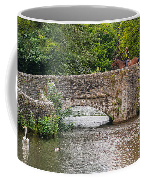 Bridge - River - Horses - Trees - Swan - Masonry Coffee Mug featuring the photograph Ashford Bridge by Chris Horsnell