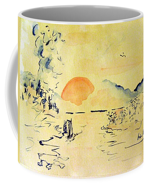 Asia Coffee Mug featuring the painting Asian Sunrise by Andrew Gillette