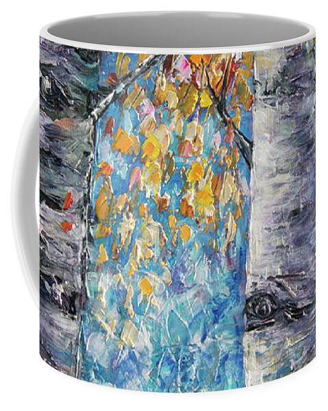 Scenic Coffee Mug featuring the painting Aspen Trees by OLena Art