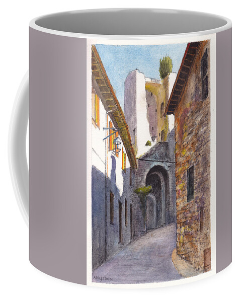 Alley Way Coffee Mug featuring the painting Assisi Ruin by Dai Wynn