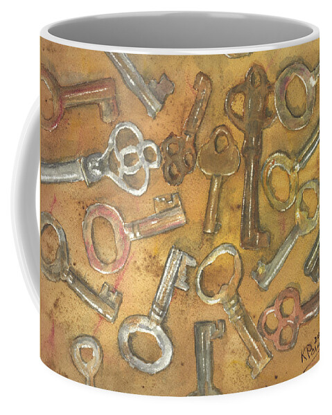 Skeleton Coffee Mug featuring the painting Assorted Skeleton Keys by Ken Powers