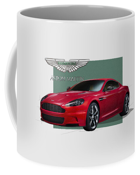 �aston Martin� By Serge Averbukh Coffee Mug featuring the photograph Aston Martin D B S V 12 with 3 D Badge by Serge Averbukh