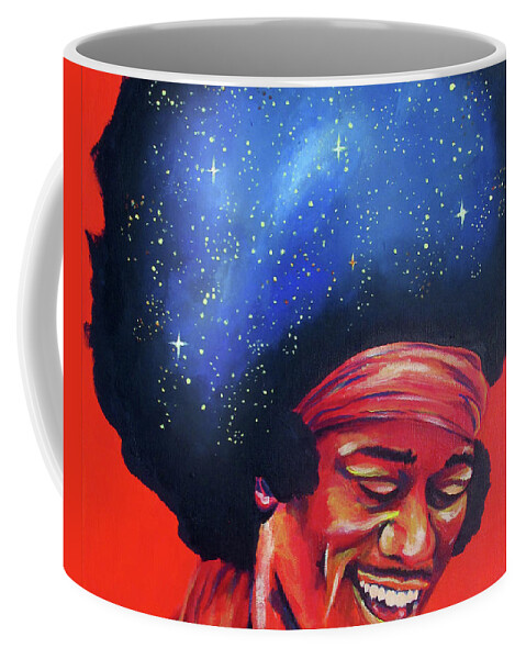 Jimi Hendrix Coffee Mug featuring the painting Astro Man by Sara Becker