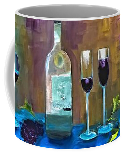 Asymmetrical Coffee Mug featuring the digital art Asymmetrical Wine Painting by Lisa Kaiser