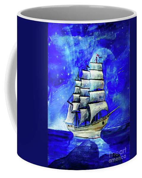 Sea Coffee Mug featuring the digital art At Sea by Digital Art Cafe
