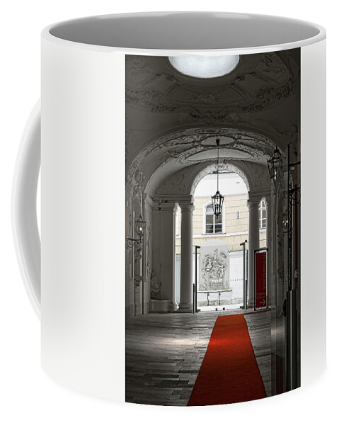 Austria Coffee Mug featuring the photograph At the end of the Red Carpet by Sharon Popek