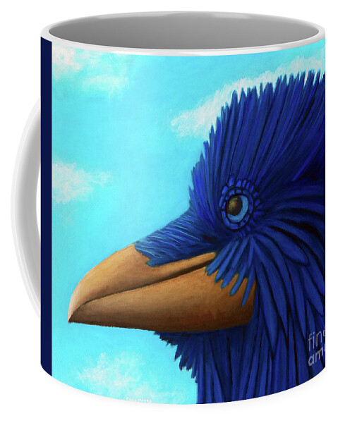 Raven Coffee Mug featuring the painting At The Movies by Brian Commerford