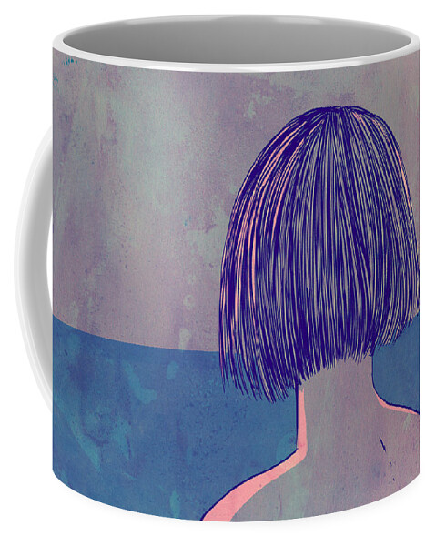 At The Sea Coffee Mug featuring the drawing At The Sea by Giuseppe Cristiano