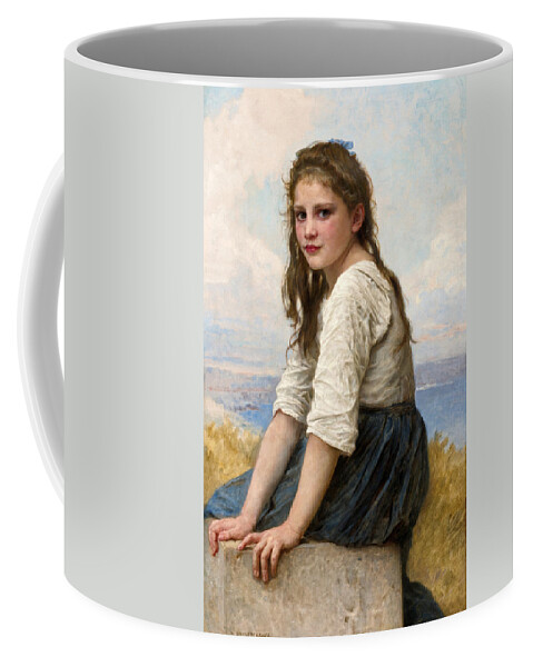 William-adolphe Bouguereau Coffee Mug featuring the painting At the seaside by William-Adolphe Bouguereau