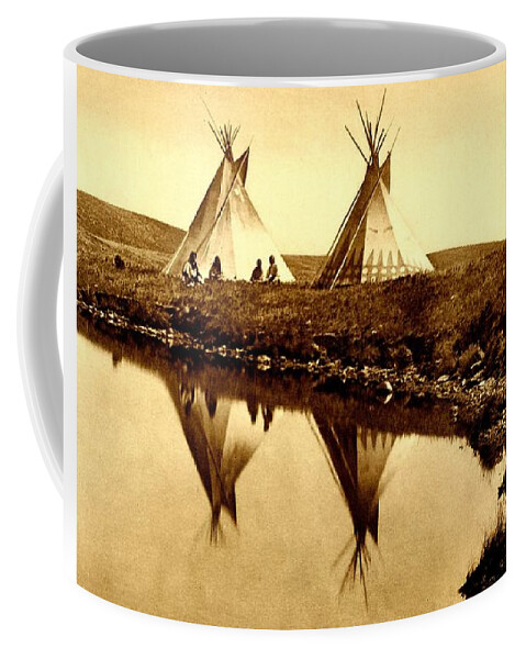 Edward Sheriff Curtis Coffee Mug featuring the photograph At the Waters Edge 1910 Piegan by Peter Ogden