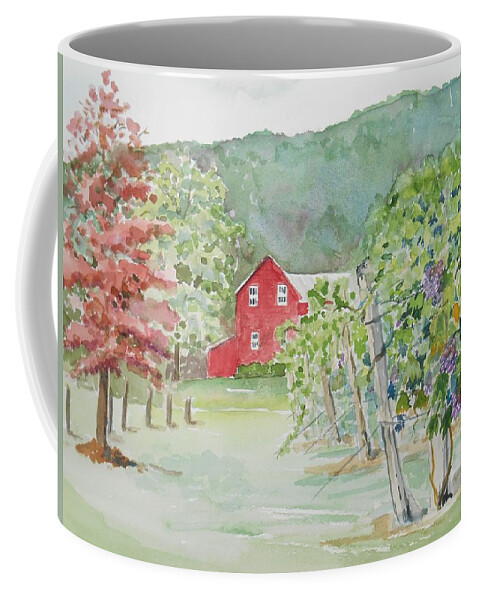 Landscape Coffee Mug featuring the painting At the Winery by Christine Lathrop