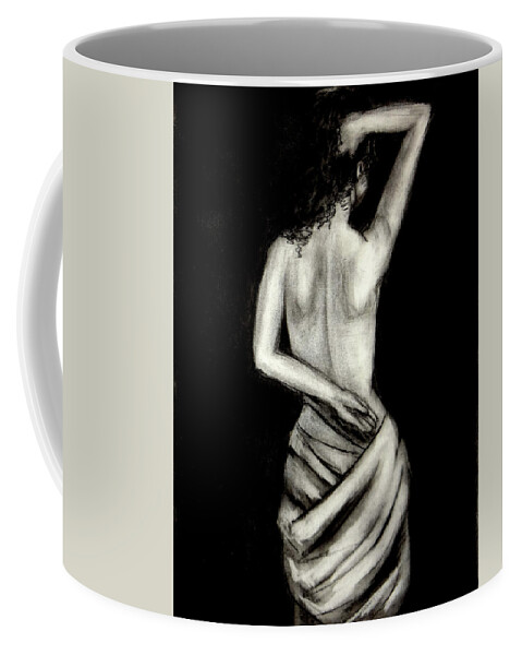 Nude Coffee Mug featuring the drawing Athena Nude Woman Drawing by Katy Hawk