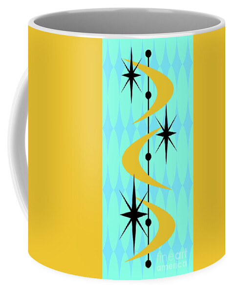  Coffee Mug featuring the digital art Atomic Boomerangs in Gold by Donna Mibus