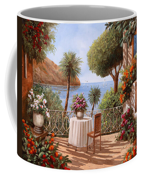 Terrace Coffee Mug featuring the painting Aspettando Qualcuno by Guido Borelli