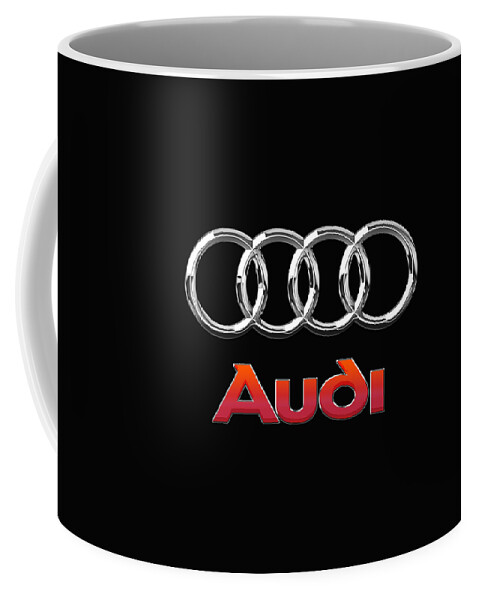Audi 3 D Badge on Black Coffee Mug by Serge Averbukh - Instaprints