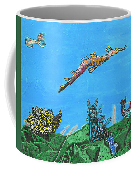 Weedy Sea Dragon Coffee Mug featuring the painting August 2017 by Paul Fields