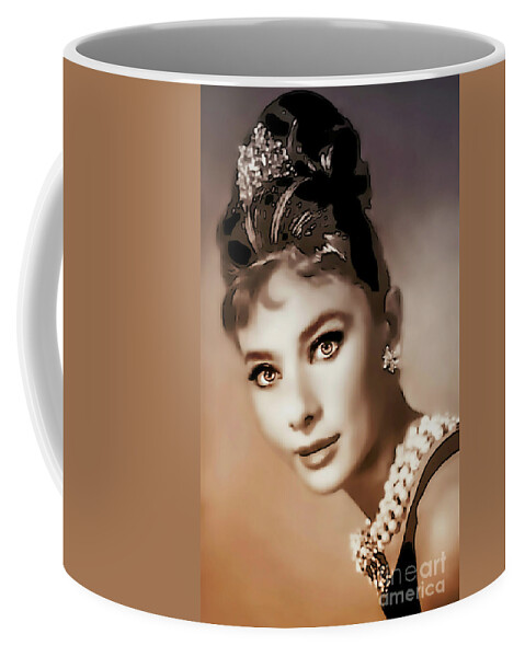 Audrey Hepburn Coffee Mug featuring the photograph Aurdrey Hepburn - Famous Actress by Ian Gledhill