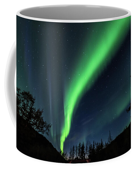 Denali Coffee Mug featuring the photograph Aurora Borealis Northern Lights at Kantishna in Denali National Park by Brenda Jacobs