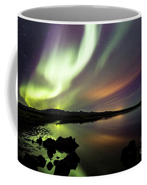 Thingvellir Coffee Mug featuring the photograph Aurora Borealis Over thinvellir by Gunnar Orn Arnason