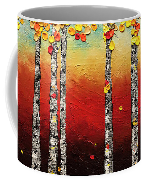 Trees Coffee Mug featuring the painting Autumn Birch Trees by Carmen Guedez