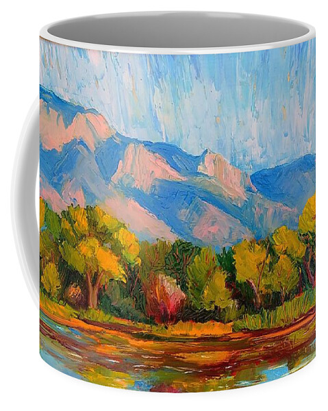 Landscape Coffee Mug featuring the painting Autumn Colors at Shady Lakes by Marian Berg