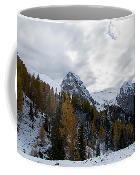 Panoramic Coffee Mug featuring the photograph Autumn colors in high mountain by Nicola Aristolao
