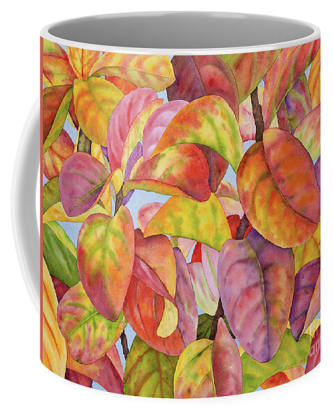 Autumn Leaves Coffee Mug featuring the painting Autumn Crepe Myrtle by Lucy Arnold