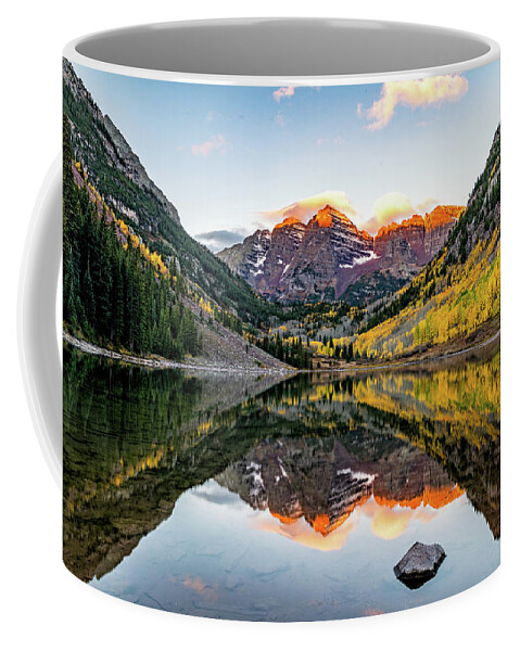 Maroon Bells Coffee Mug featuring the photograph Autumn First Light by Chuck Rasco Photography