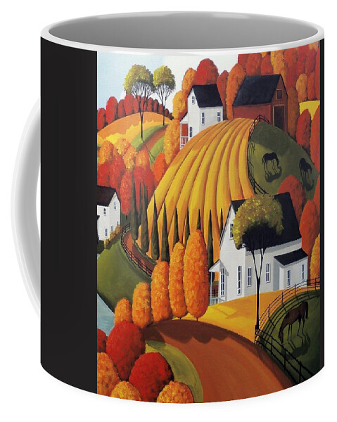 Landscape Coffee Mug featuring the painting Autumn Glory - country modern landscape by Debbie Criswell