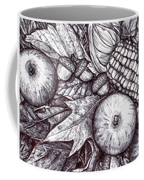 Autumn Coffee Mug featuring the drawing Autumn is Here by Shana Rowe Jackson