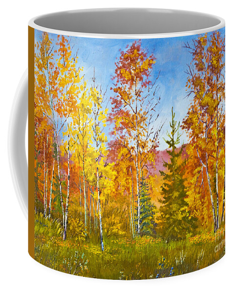 Art Coffee Mug featuring the painting Autumn landscape, oil painting by Irina Afonskaya