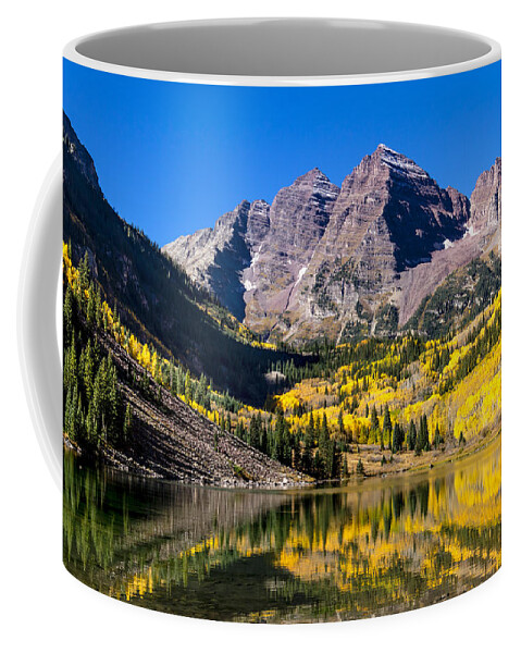 Aspen Coffee Mug featuring the photograph Autumn Morning at the Maroon Bells by Teri Virbickis