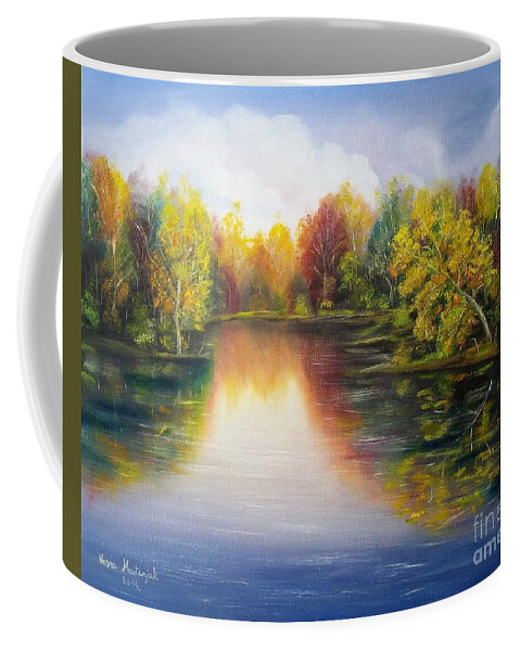 Autumn Coffee Mug featuring the painting Autumn reflections 2 by Vesna Martinjak
