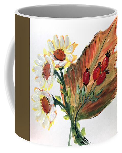 Autumn Coffee Mug featuring the painting Autumn Wild Flowers Bouquet by Dorothy Maier