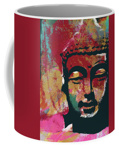 Buddha Coffee Mug featuring the mixed media Awakened Buddha 4- Art by Linda Woods by Linda Woods
