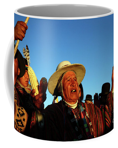 Bolivia Coffee Mug featuring the photograph Aymara New Year Harvest Thanksgiving Bolivia by James Brunker